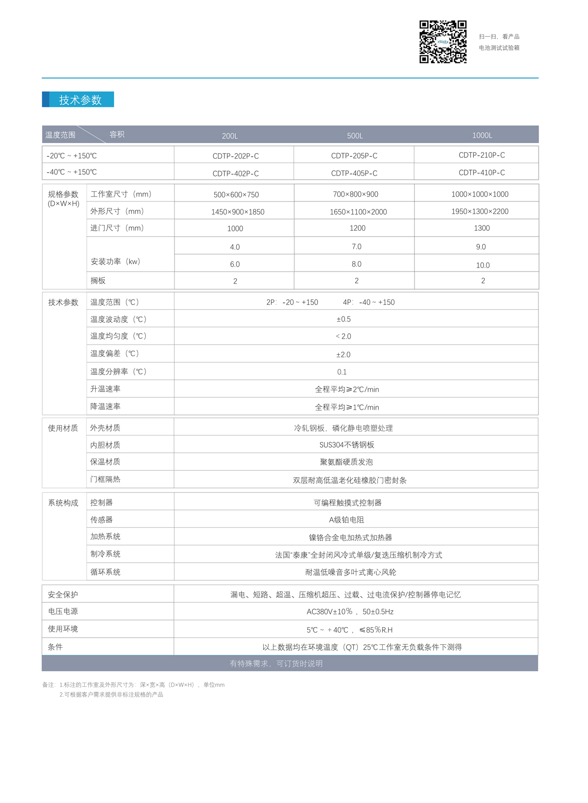 電池測試箱技術參數(shù)